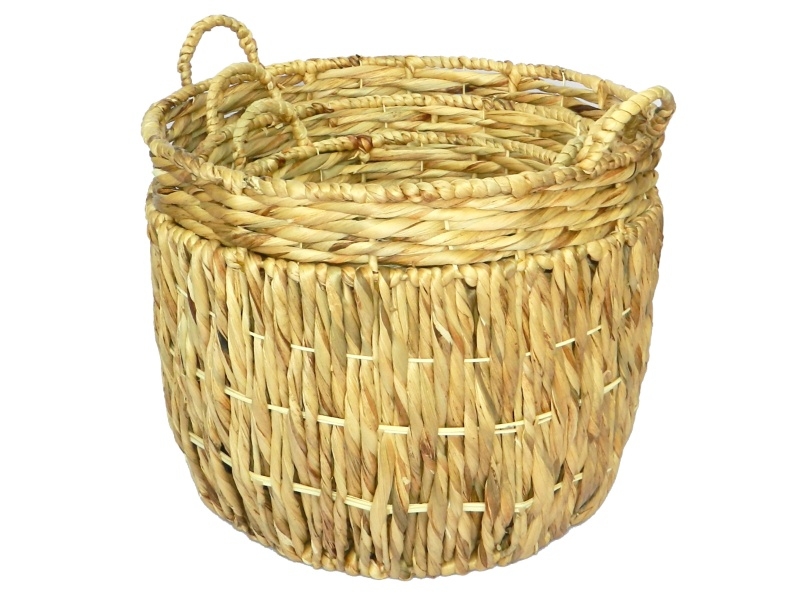 Curated Water Hyacinth Nested Baskets with Handles - Eco-Friendly Storage